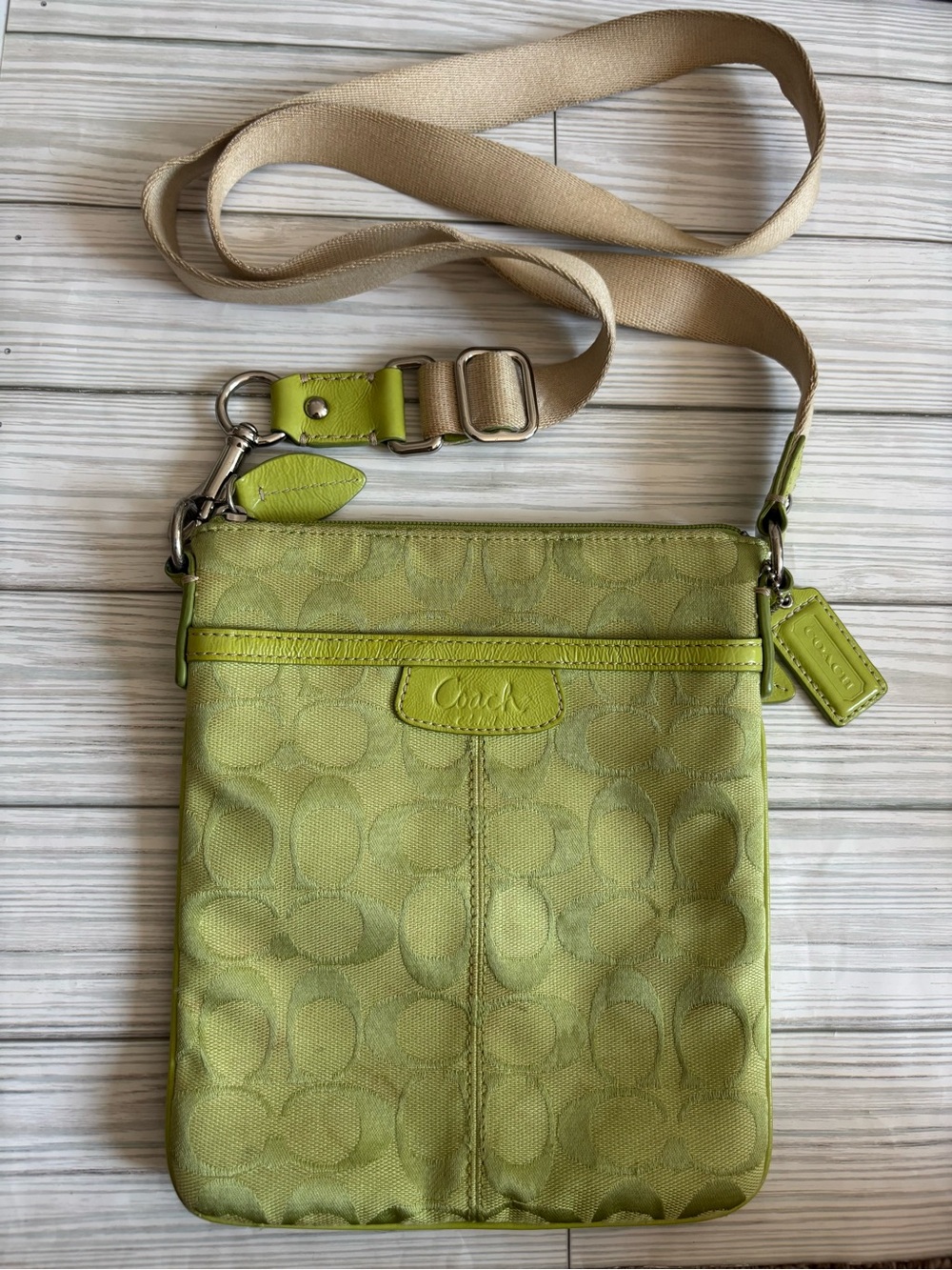 Coach Lime Green Signature Crossbody Bag